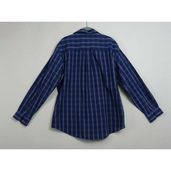Men's Van Heusen Dress Shirt 16 1/2 Sz L Blue Plaid W/Pink Stripes Long Sleeve - Picture 4 of 6
